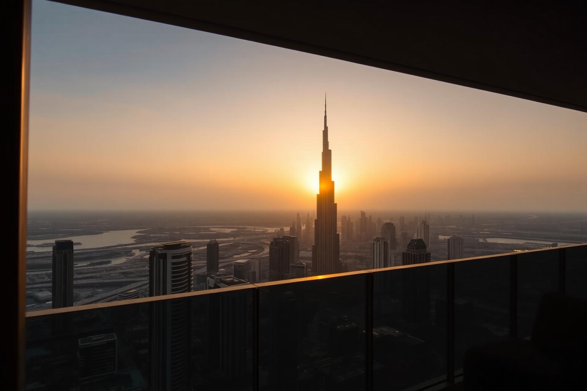 Luxury Dubai skyline at golden hour